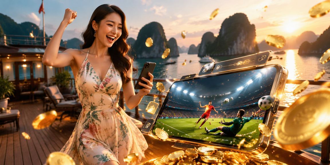 Người chơi cá cược bóng đá tại Hạ Long Bay trong trang phục truyền thống áo dài